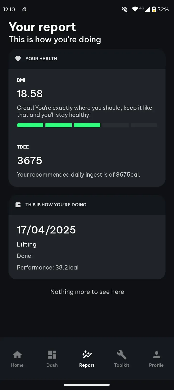 App screenshot showcasing a report screen.